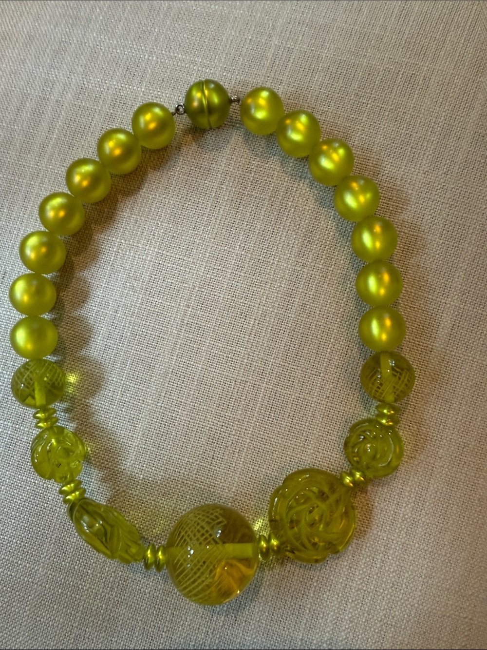 Vintage Chunky Green Statement Necklace (18”)